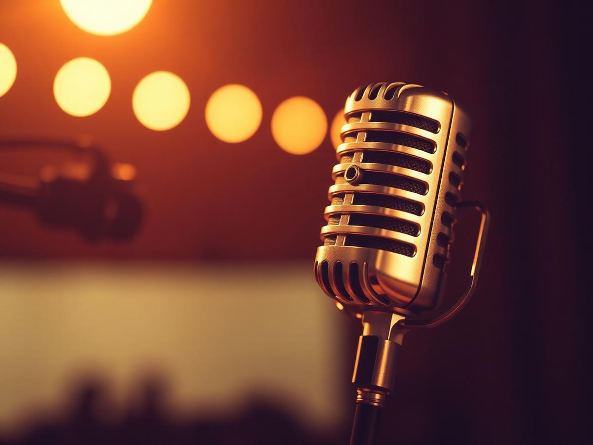 A microphone in warm light, from the archive's short film series